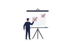 Person marking completed tasks on a presentation board in fl Product Image 1