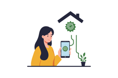 Woman interacting with smartphone in modern flat vector art Product Image 1