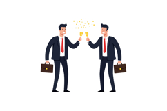 Businessmen celebrating success with glasses in flat vector Product Image 1