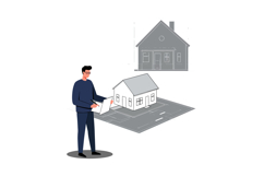 Man designing a house with digital tools in flat vector art Product Image 1