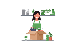 Woman unpacking eco-friendly products in modern flat vector Product Image 1