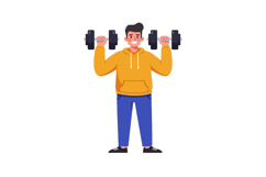 Fit man lifting dumbbells in vibrant colors flat vector art Product Image 1