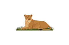 Lioness resting peacefully in flat design vector art Product Image 1