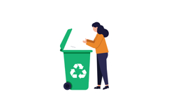 Woman Recycling Waste into Green Bin with Flat Minimal Vecto Product Image 1