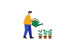 Man watering plants in flat design vector art illustration Product Image 1