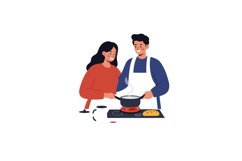 Couple Cooking Together in a Cozy Kitchen Flat Vector Art Product Image 1