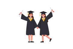 Two happy graduates celebrating their achievement in flat ve Product Image 1