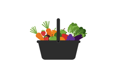 Fresh produce basket filled with vegetables and fruits in fl Product Image 1