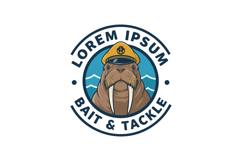 Walrus wearing captain hat fishing bait and tackle vector lo Product Image 1
