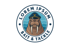 Walrus Captain Logo Design for Bait and Tackle Shop Vector I Product Image 1