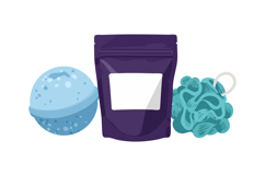 Bath bomb, bath salt pouch, and blue shower sponge set for r Product Image 1