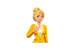 Businesswoman in yellow jacket giving thumbs up positive ges Product Image 1