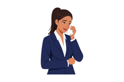 Businesswoman in navy suit wiping tears with tissue showing Product Image 1
