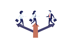 Businesspeople choosing career path direction with briefcase Product Image 1