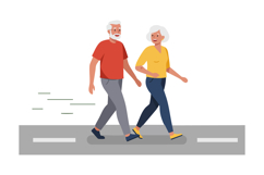 Elderly couple walking together on road vector illustration Product Image 1