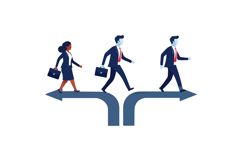 Businesspeople walking different directions on forked path d Product Image 1