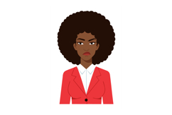 Angry African American Woman Wearing Red Blazer and White Sh Product Image 1