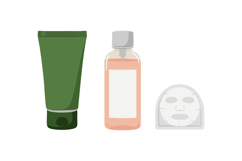 Skincare Beauty Essentials Green Tube Pink Bottle and Facial Product Image 1