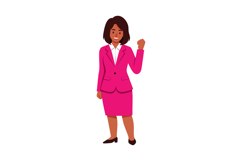 Businesswoman in pink suit confidently raising fist vector i Product Image 1