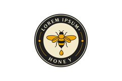 Bee emblem with honey drop and black gold color scheme vecto Product Image 1