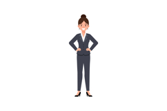 Confident businesswoman standing with hands on hips in profe Product Image 1