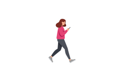 Woman walking while using smartphone in casual outfit vector Product Image 1