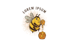 Bee dripping honey into jar vintage style vector illustratio Product Image 1
