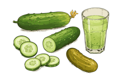 Cucumber slices whole pickled cucumber and green cucumber ju Product Image 1