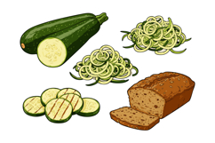 Zucchini slices grilled and spiralized with whole grain brea Product Image 1