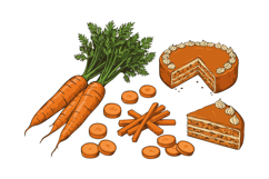 Carrot and carrot cake illustration with carrot slices and s Product Image 1