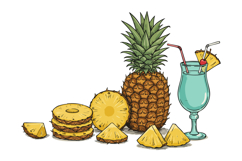Pineapple fruit slices whole and tropical cocktail drink ill Product Image 1