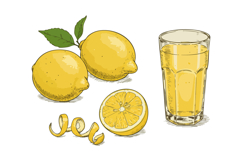 Fresh lemons and glass of lemon juice vector illustration wi Product Image 1