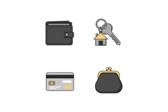 Wallet credit card keychain with house key and coin purse ve Product Image 1