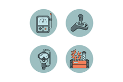Diving equipment vector illustration with dive computer snor Product Image 1