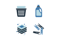 Laundry basket detergent clothespins and folded clothes vect Product Image 1