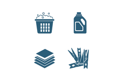 Laundry basket detergent clothespins and folded clothes vect Product Image 1