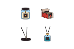 Candle jar matchbox incense sticks and diffuser vector illus Product Image 1