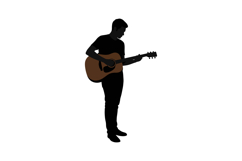 Silhouette of Man Playing Acoustic Guitar in Standing Positi Product Image 1