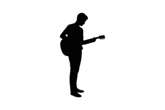 Silhouette of Male Playing Acoustic Guitar Standing Vector I Product Image 1