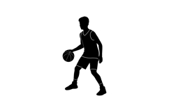 Basketball player silhouette dribbling ball in sport action Product Image 1