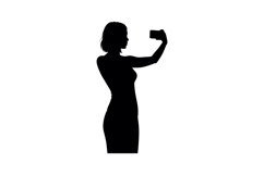 Silhouette of Woman Taking Selfie with Smartphone in Portrai Product Image 1