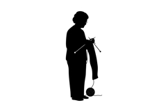 Silhouette of Person Knitting with Yarn Ball and Needles Vec Product Image 1