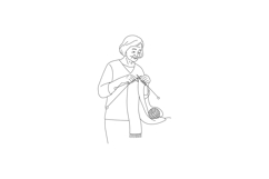 Elderly woman knitting scarf vector illustration in simple l Product Image 1