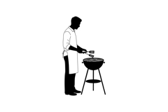 Man grilling barbecue cooking food outdoors silhouette vecto Product Image 1