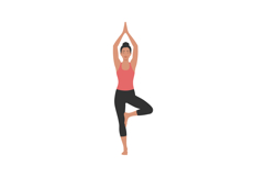 Woman practicing tree pose yoga in fitness wear balanced on Product Image 1