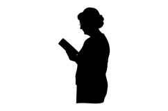 Silhouette of Woman Reading Book in Profile Vector Illustrat Product Image 1