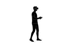 Man Wearing Virtual Reality Headset and Holding Controller V Product Image 1