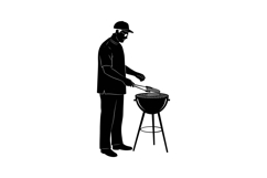 Man grilling food on barbecue outdoor cooking silhouette vec Product Image 1
