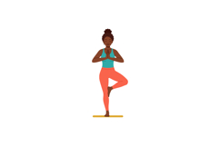 Woman practicing tree yoga pose in bright activewear vector Product Image 1