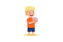 Young boy holding seashells on beach summer fun vector illus Product Image 1
